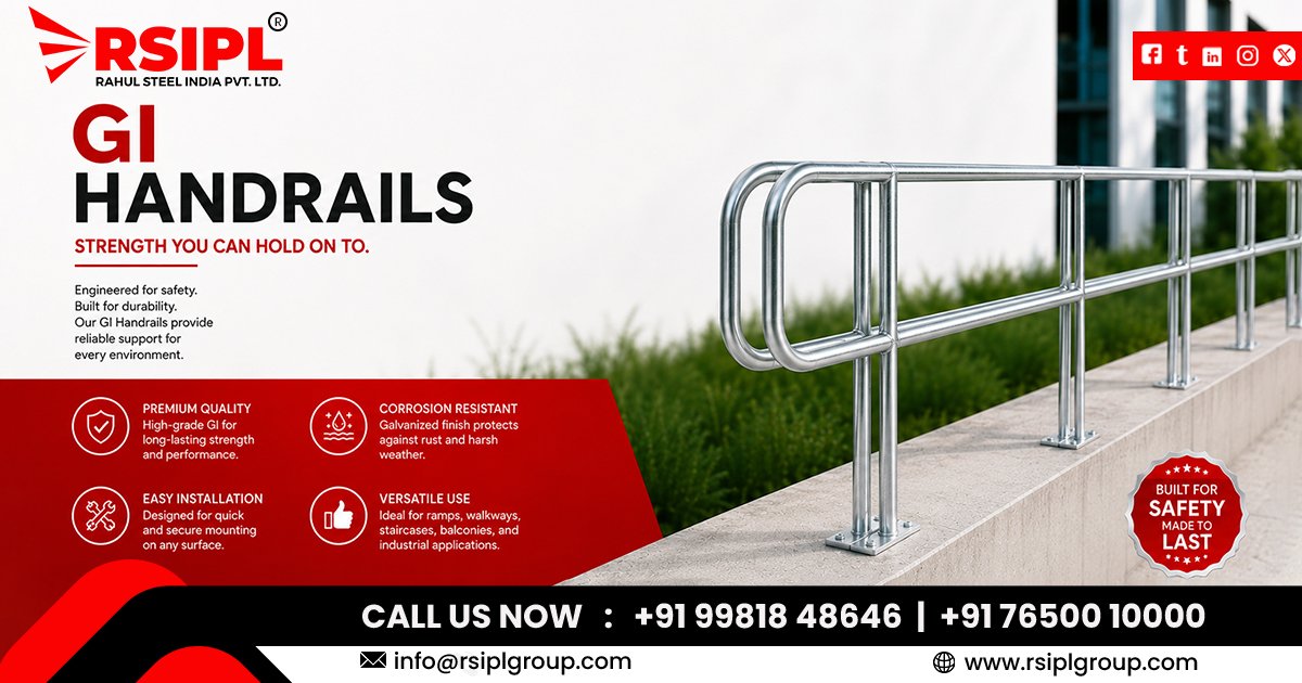 Galvanized Handrails Supplier in Jharkhand | Rahul Steel India Pvt. Ltd.